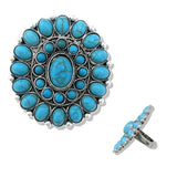 Oversized Turquoise and Crystal Western Concho Stretch Ring