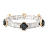 Crystal Clover Accent Tailored Stretch Bracelet