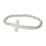 Cross and CCB Beaded Stretch Bracelet