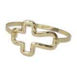 Hammered Open Cross Hook Bangle Bracelet