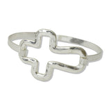 Hammered Open Cross Hook Bangle Bracelet - view 2