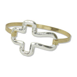 Hammered Open Cross Hook Bangle Bracelet - view 4