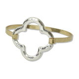 Hammered Open Quatrefoil Hook Bangle Bracelet - view 4