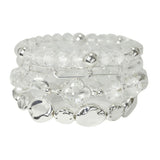Clover Accent CCB and Glass Beaded Multi Layered Stretch Bracelet - view 2