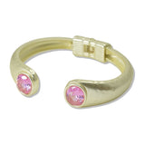 14K Gold Plated Matte Gold Tone Oval CZ Designer Inspired Bracelet