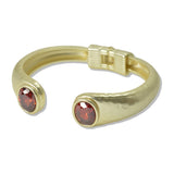 14K Gold Plated Matte Gold Tone Oval CZ Designer Inspired Bracelet - view 5
