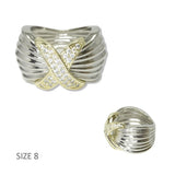 14K Gold Plated X Pave CZ Accent Designer Inspired Ring - view 2