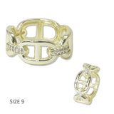14K Gold Plated Gold Tone Pave Mariner Link Band Designer Inspired Ring - view 3