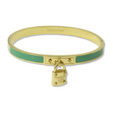 Stainless Steel Enamel Forever Love Padlock Bangle Bracelet