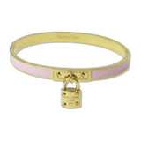 Stainless Steel Enamel Forever Love Padlock Bangle Bracelet - view 2