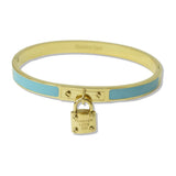 Stainless Steel Enamel Forever Love Padlock Bangle Bracelet - view 3