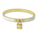 Stainless Steel Enamel Forever Love Padlock Bangle Bracelet - view 4