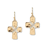 Hammered Cross Dangle Earrings - view 2
