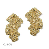 Textured Abstract Nugget Clip on Earrings