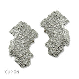 Textured Abstract Nugget Clip on Earrings - view 2