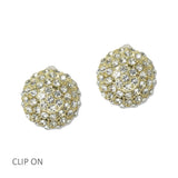 Pave Pearl and Crystal Dome Clip on Earrings - view 2
