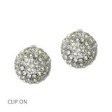 Pave Pearl and Crystal Dome Clip on Earrings - view 3