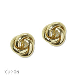 Polished Knot Clip on Earrings