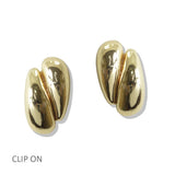 Polished Abtract Bean Clip on Earrings - view 2