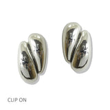 Polished Abtract Bean Clip on Earrings