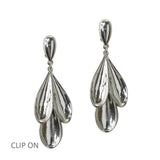 Triple Petal Drop Clip on Earrings