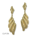 Textured Shell Drop Clip on Earrings