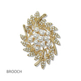 Pave Crystal and Pearl Leaf Brooch PIN - view 2