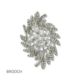 Pave Crystal and Pearl Leaf Brooch PIN