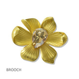 Teardrop Crystal Textured Flower Brooch PIN
