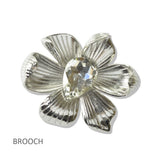 Teardrop Crystal Textured Flower Brooch PIN - view 2