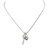 112569, STAINLESS STEEL HEART LOCK AND KEY PENDANT NECKLACE