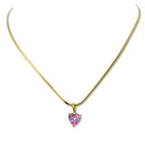 112572, STAINLESS STEEL HEART CZ SNAKE CHAIN NECKLACE