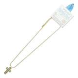 112587, STAINLESS STEEL TWO TONE CROSS PENDANT NECKLACE
