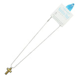 112587, STAINLESS STEEL TWO TONE CROSS PENDANT NECKLACE