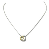 112588, STAINLESS STEEL TWO TONE DOUBLE HEART PENDANT NECKLACE