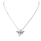 112589, STAINLESS STEEL MOP DRAGONFLY PENDANT NECKLACE