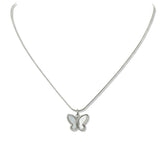 112590, STAINLESS STEEL MOP BUTTERFLY PENDANT NECKLACE