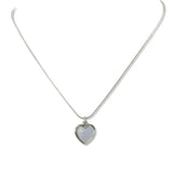 112591, STAINLESS STEEL MOP HEART PENDANT NECKLACE