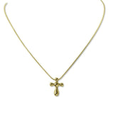 112595, STAINLESS STEEL ROUNDED CROSS PENDANT NECKLACE