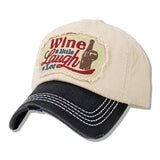 112602, WINE A LITTLE LAUGH A LOT WASHED BASEBALL CAP