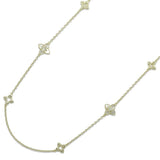 112603, 14K GOLD PLATED MOP LUCKY CLOVER LONG NECKLACE