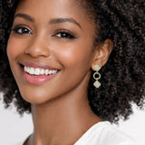 112604, 14K GOLD PLATED PAVE CZ LUCKY CLOVER DROP EARRING