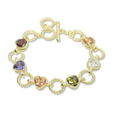 112606, TIMELESS 14K GOLD PLATED HEART CZ TOGGLE BRACELET