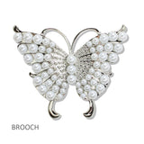 112642, PEARL AND RHINESTONE CLUSTER BUTTERFLY BROOCH PIN