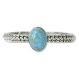 112663, WESTERN OVAL TURQUOISE TWISTED BRAIDED ROPE STRETCH BRACELET