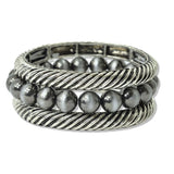 112664, WESTERN TWISTED CABLE AND NAVAJO BEADED STRETCH BRACELET SET