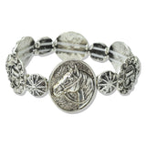 112665, WESTERN HORSE HEAD MEDALLION STRETCH BRACELET