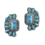 112677, WESTERN TURQUOISE MOSAIC FAN EARRINGS
