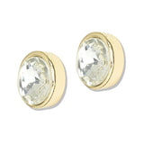 112690, ROUND BEZEL SET FACETED CRYSTAL STUD EARRINGS