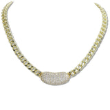 107722, 14K GOLD PLATED MICRO PAVE CUBIC ZIRCONIA ACCENT DESIGNER INSPIRED NECKLACE